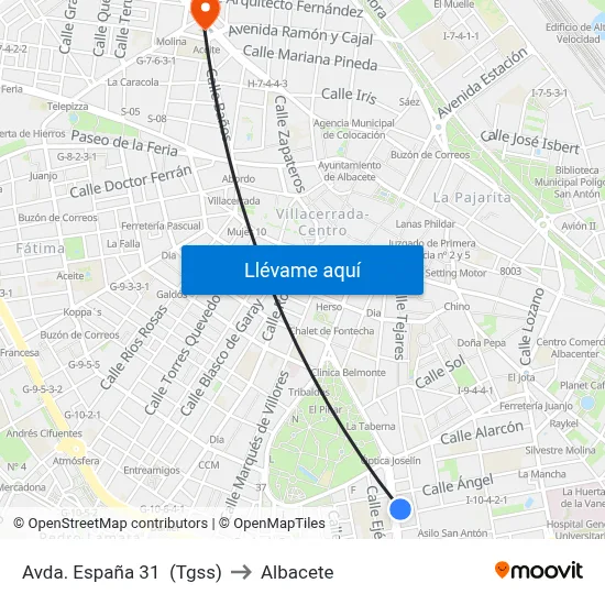 Avda. España 31  (Tgss) to Albacete map
