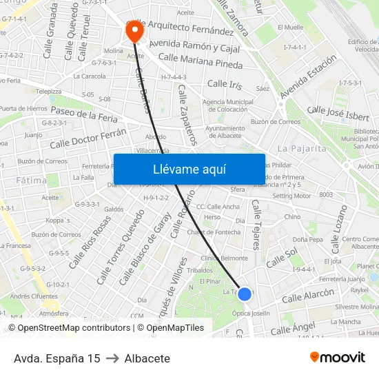 Avda. España 15 to Albacete map