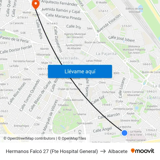 Hermanos Falcó 27 (Fte Hospital General) to Albacete map