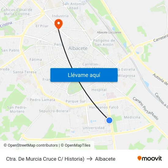 Ctra. De Murcia Cruce C/ Historia) to Albacete map