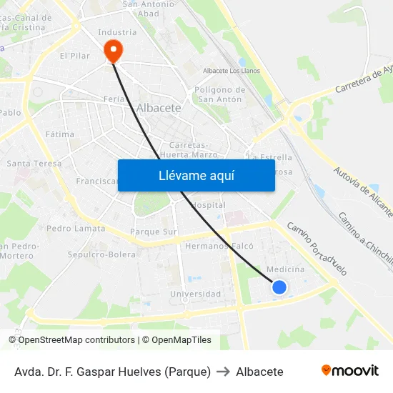 Avda. Dr. F. Gaspar Huelves (Parque) to Albacete map