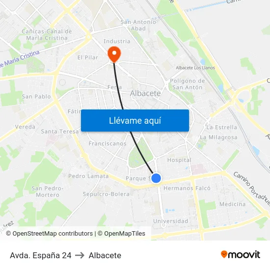 Avda. España 24 to Albacete map