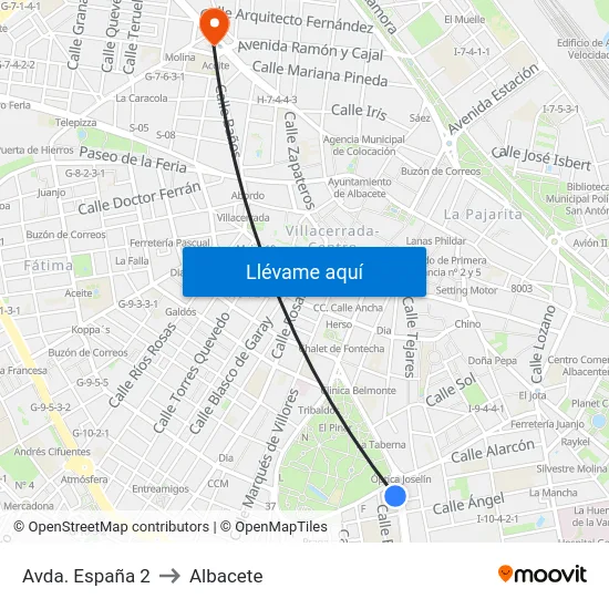 Avda. España 2 to Albacete map