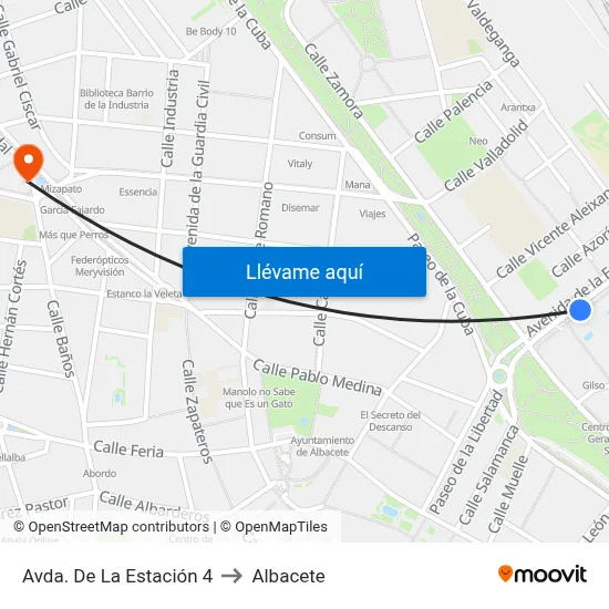 Avda. De La Estación 4 to Albacete map