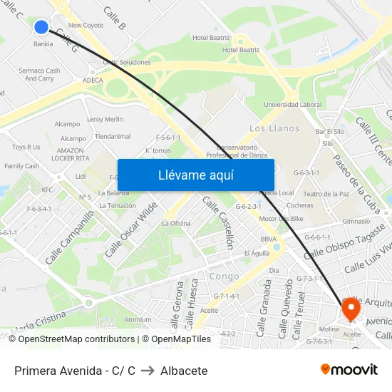 Primera Avenida - C/ C to Albacete map