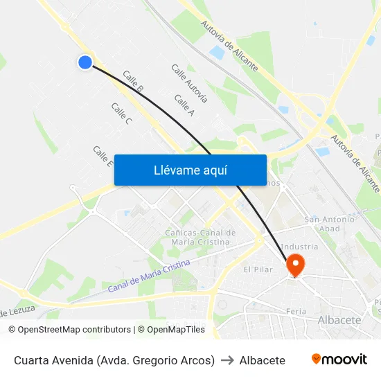 Cuarta Avenida (Avda. Gregorio Arcos) to Albacete map