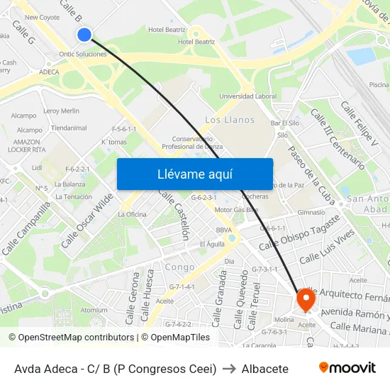 Avda Adeca - C/ B (P Congresos Ceei) to Albacete map