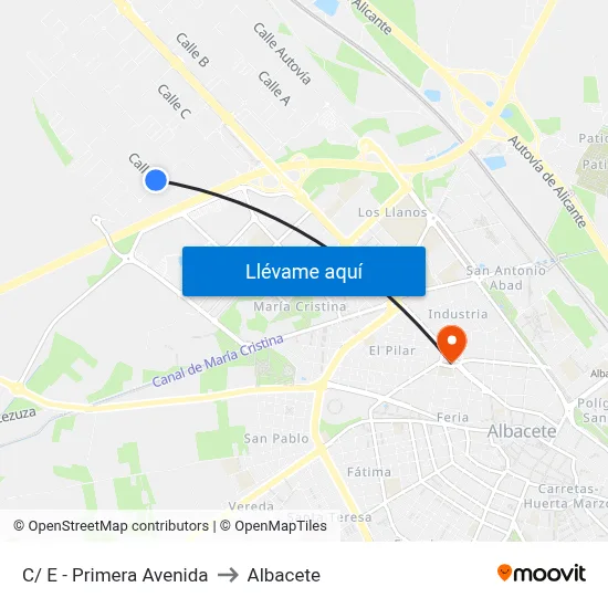 C/ E - Primera Avenida to Albacete map