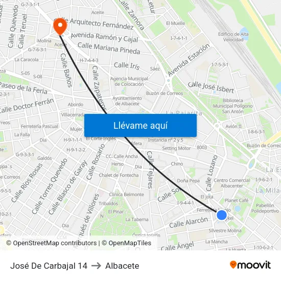 José De Carbajal 14 to Albacete map
