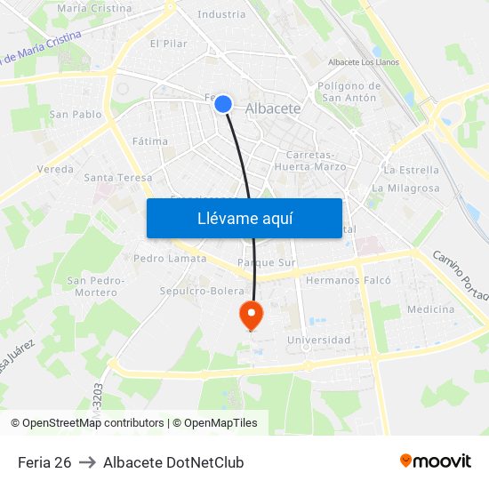 Feria 26 to Albacete DotNetClub map