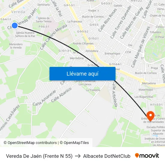 Vereda De Jaén (Frente N 55) to Albacete DotNetClub map