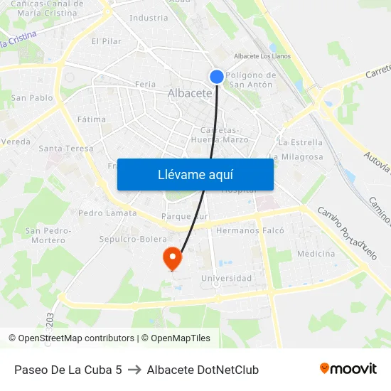 Paseo De La Cuba 5 to Albacete DotNetClub map