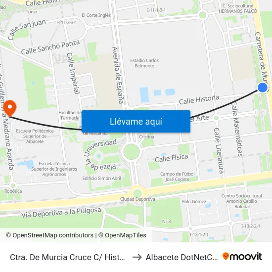 Ctra. De Murcia Cruce C/ Historia) to Albacete DotNetClub map
