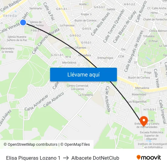 Elisa Piqueras Lozano 1 to Albacete DotNetClub map