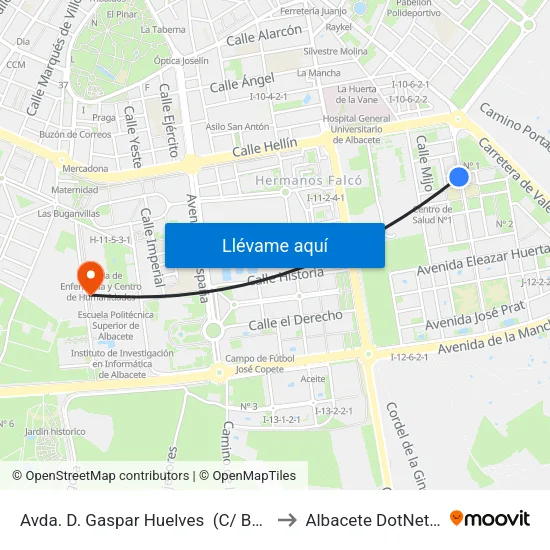 Avda. D. Gaspar Huelves  (C/ Borrajas) to Albacete DotNetClub map