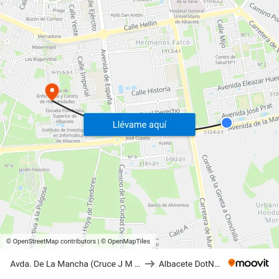 Avda. De La Mancha (Cruce J M S Ibañez) to Albacete DotNetClub map