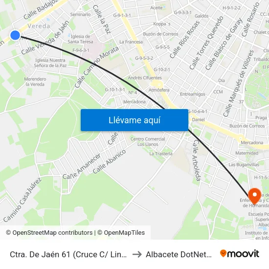 Ctra. De Jaén 61 (Cruce C/ Linares) to Albacete DotNetClub map