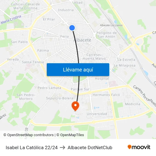 Isabel La Católica 22/24 to Albacete DotNetClub map