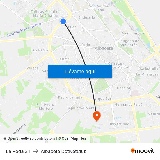 La Roda 31 to Albacete DotNetClub map