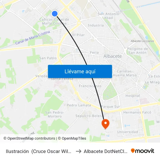 Ilustración  (Cruce Oscar Wilde) to Albacete DotNetClub map
