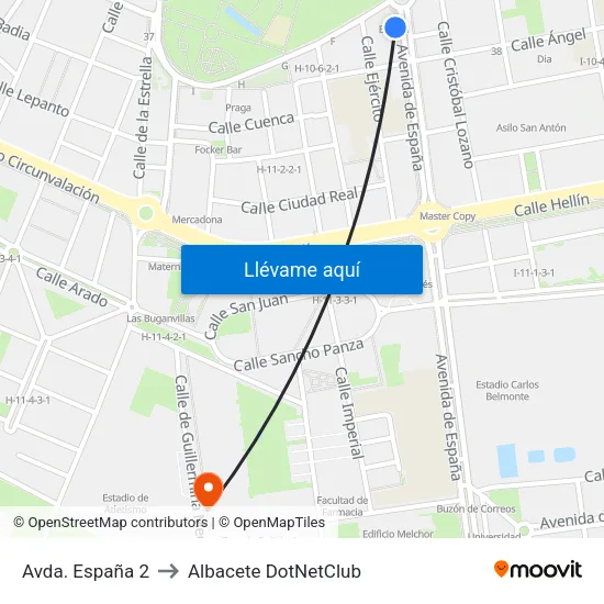 Avda. España 2 to Albacete DotNetClub map