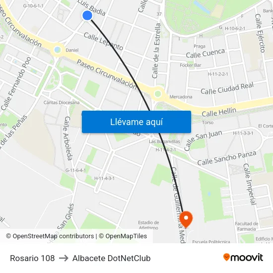Rosario 108 to Albacete DotNetClub map