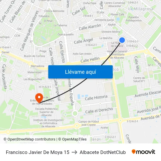 Francisco Javier De Moya 15 to Albacete DotNetClub map