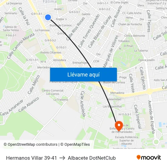 Hermanos Villar 39-41 to Albacete DotNetClub map
