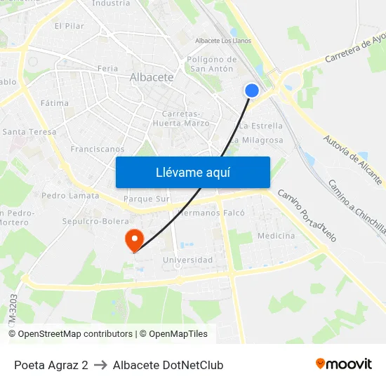 Poeta Agraz 2 to Albacete DotNetClub map