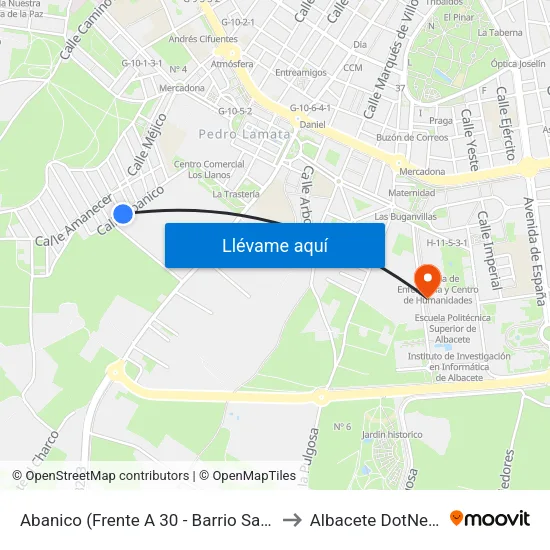 Abanico (Frente A 30 - Barrio San Pedro) to Albacete DotNetClub map