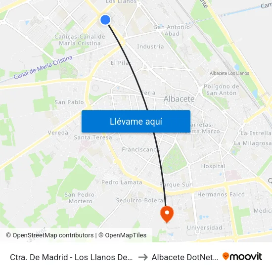 Ctra. De Madrid - Los Llanos Del Águila to Albacete DotNetClub map