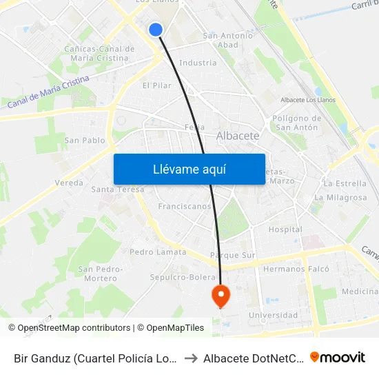 Bir Ganduz (Cuartel Policía Local.) to Albacete DotNetClub map