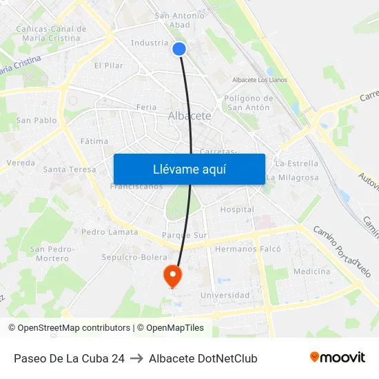 Paseo De La Cuba 24 to Albacete DotNetClub map