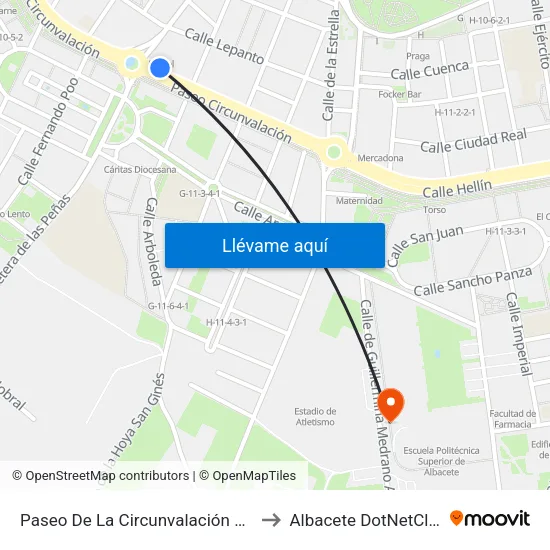 Paseo De La Circunvalación 111 to Albacete DotNetClub map