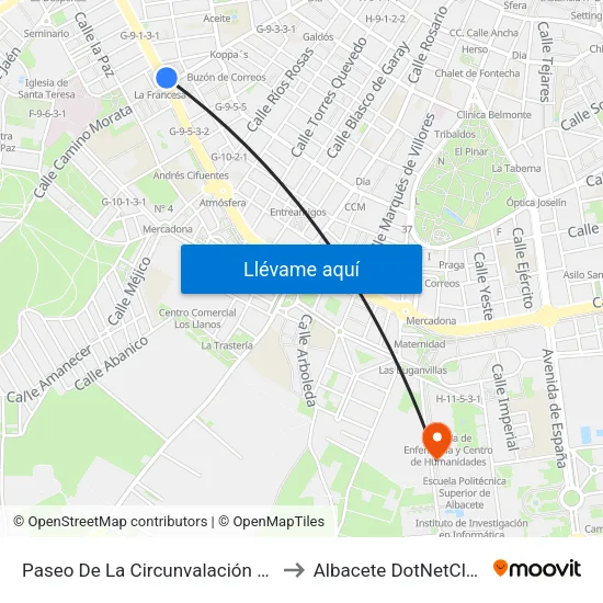 Paseo De La Circunvalación 39 to Albacete DotNetClub map