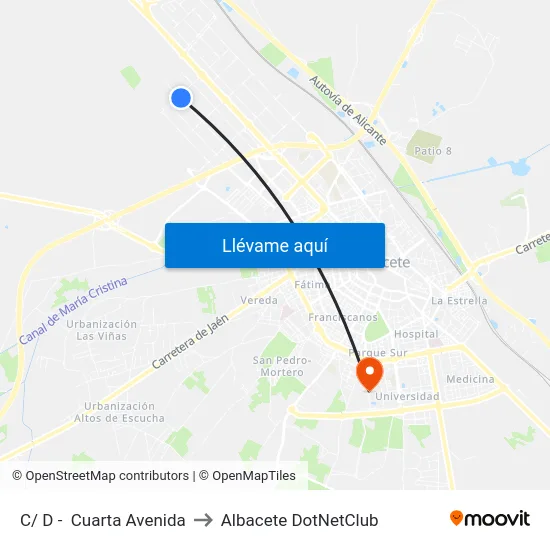 C/ D -  Cuarta Avenida to Albacete DotNetClub map