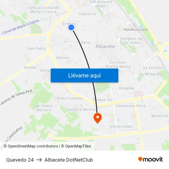 Quevedo 24 to Albacete DotNetClub map