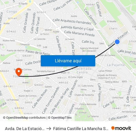 Avda. De La Estación 4 to Fátima Castille La Mancha Spain map