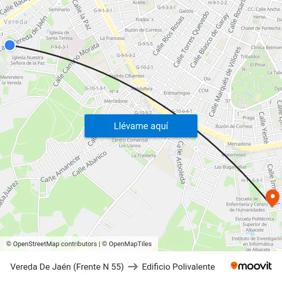 Vereda De Jaén (Frente N 55) to Edificio Polivalente map