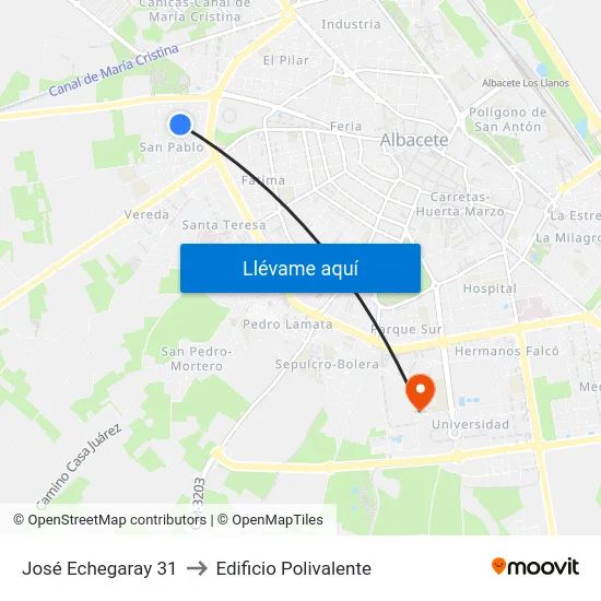 José Echegaray 31 to Edificio Polivalente map