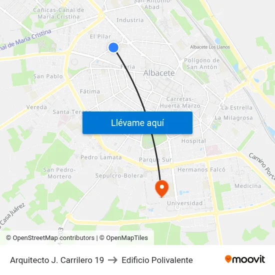 Arquitecto J. Carrilero 19 to Edificio Polivalente map