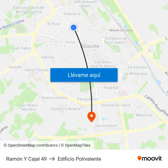 Ramón Y Cajal 49 to Edificio Polivalente map