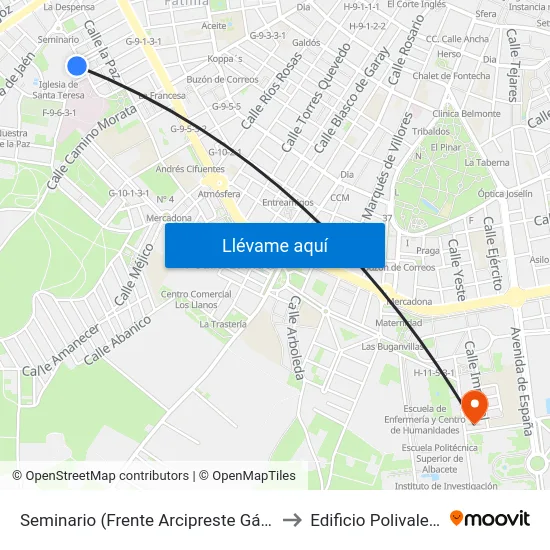 Seminario (Frente Arcipreste Gálvez) to Edificio Polivalente map