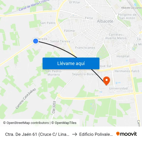 Ctra. De Jaén 61 (Cruce C/ Linares) to Edificio Polivalente map