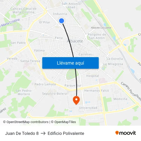 Juan De Toledo 8 to Edificio Polivalente map