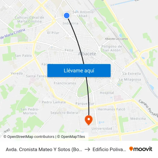 Avda. Cronista Mateo Y Sotos (Bomberos) to Edificio Polivalente map