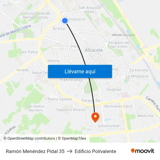 Ramón Menéndez Pidal 35 to Edificio Polivalente map
