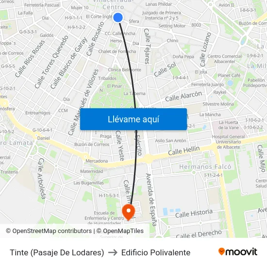Tinte (Pasaje De Lodares) to Edificio Polivalente map