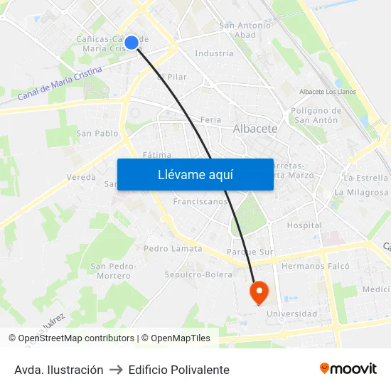 Avda. Ilustración to Edificio Polivalente map