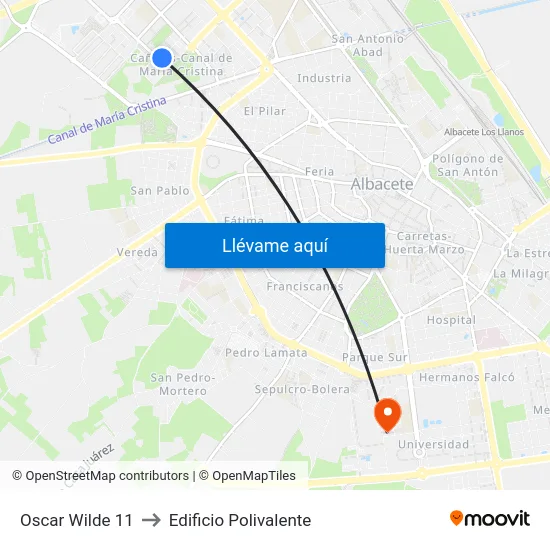 Oscar Wilde 11 to Edificio Polivalente map